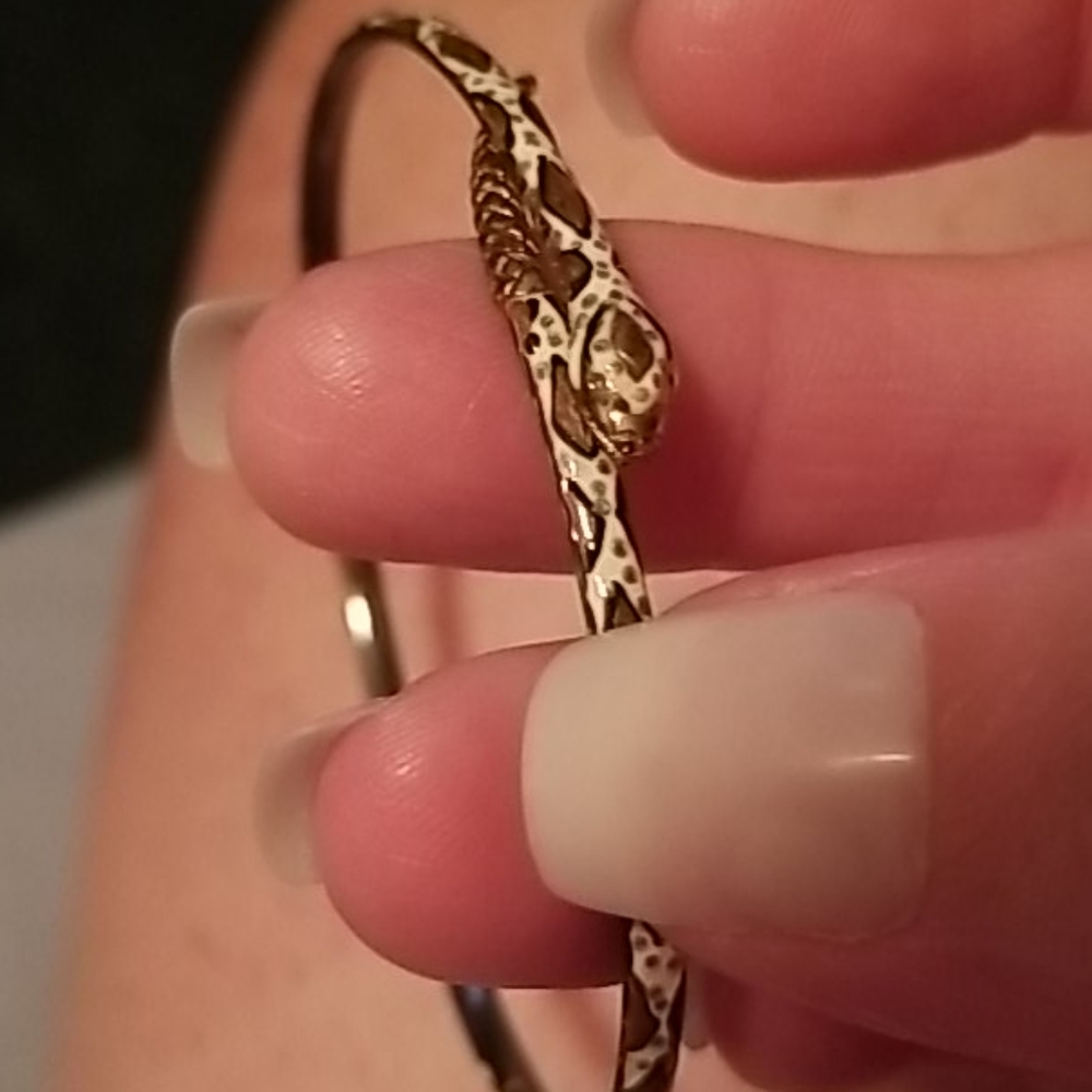 Snake adjustable bangle 925 silver 14k
